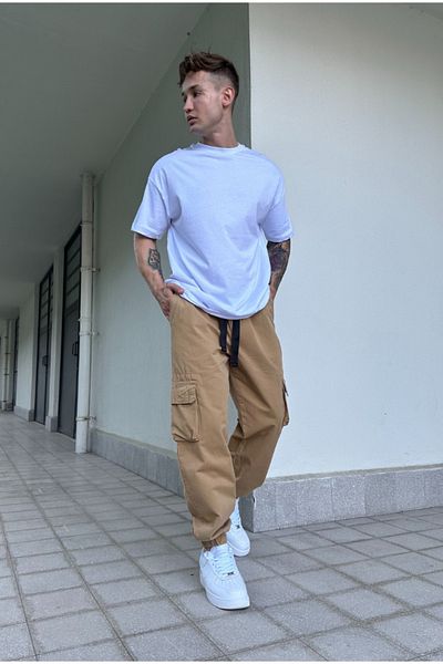 corfixman Baggy Jogger Cargo Παντελόνι με κορδόνια στη μέση Άνετη εφαρμογή