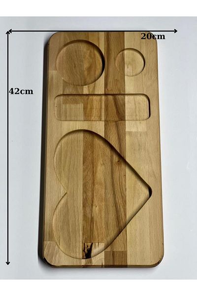ATAwood Wooden Hearted Breakfast, Presentation, Breakfast Serving Plate, Multi-Purpose, Natural Wood, Beech Wood