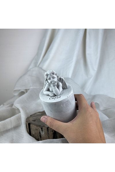 oasis decoration Gray Antique Cupid (Angel) Box with Lid, Decorative Concrete Box