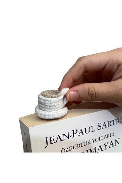 sumicorn Cute Amigurumi Knitted Coffee Cup Bookmark,Book Accessory,Gift for Book Lovers