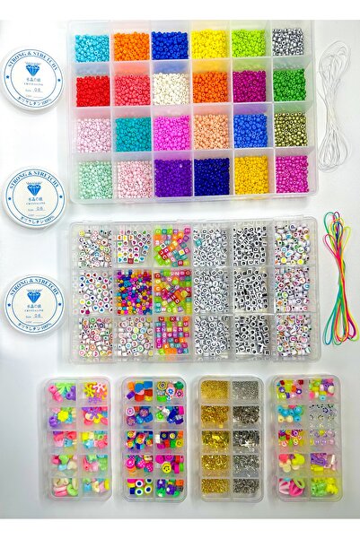 Egem aksesuar 6 Kutulu Mega Takı Yapım Seti Dev Boy Kum Boncuk Yok Yok