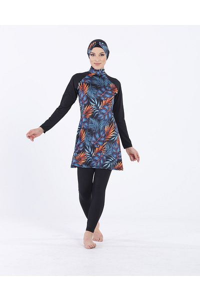 vawensea Women's Patterned Full Covered Lycra Hijab Swimsuit 5052 (Wide Size Range)