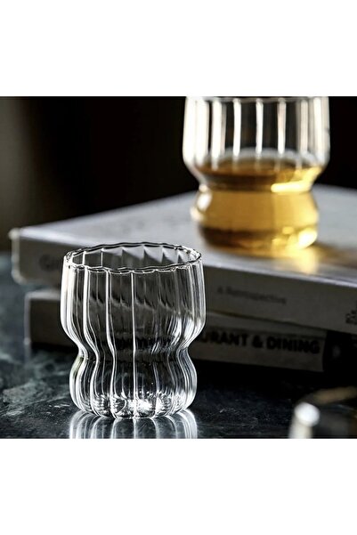 M Mimoza Park Isıya Dayanıklı Borosilikat Katlı Burgu Şeklinde Bardak | Kahve Ve Sunum Bardağı - 1 Adet