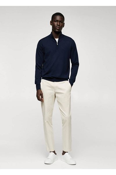 MANGO Man Tapered Cut Cotton Cropped Trousers