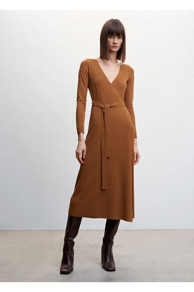 MANGO Woman Γραβάτα Λεπτομερές Πλεκτό Φόρεμα