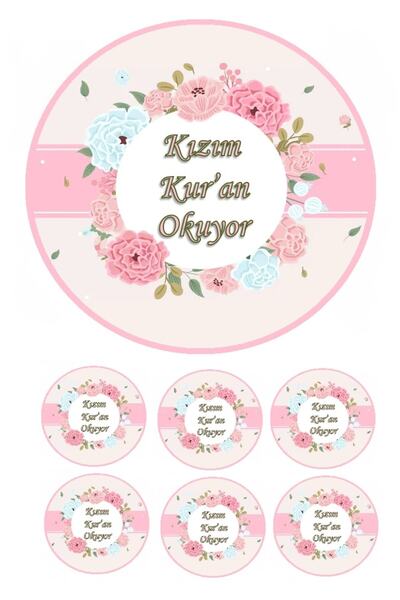 hediyehobihersey Yenilebilir Kızım Kur'an Okuyor Şekerli Kağıt Baskı Pasta ve...