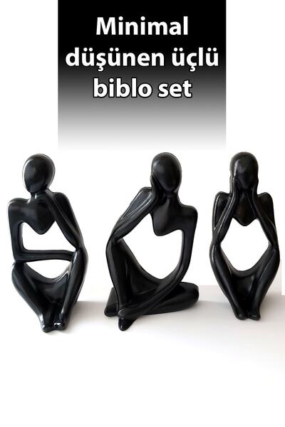 Arzu Ak Modern minimal dekoratif siyah üçlü düşünen insan biblosu