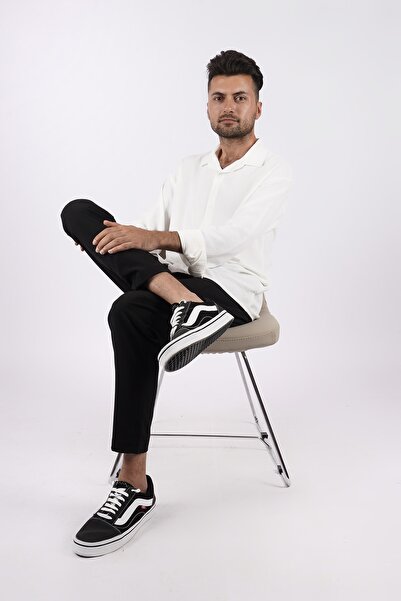 LoFiBuy Erkek Beyaz Cepsiz Yazlık Rahat Kalıp Keten Oversize Gömlek