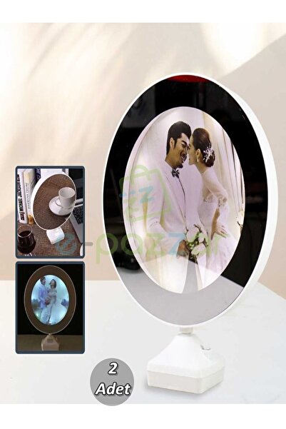 epazzar 2 Adet 2in1 Led Işıklı Yuvarlak Fotoğraf Çerçeveli Sihirli Makyaj Ayn...