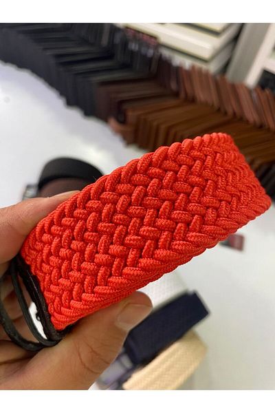 Bosskan leather elastic Red mesh belt
