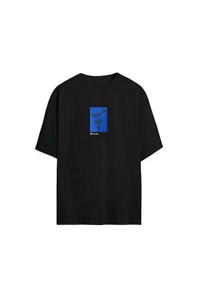 THEWERT Unisex Quiet Growth εμπριμέ μαύρο μπλουζάκι Oversize