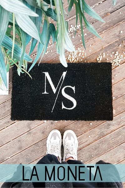 LAMONETA M and S Letter Partners In Crime Black Koko Bristle Mat