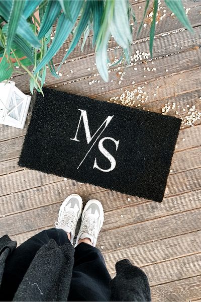 LAMONETA M and S Letter Partners In Crime Black Koko Bristle Mat