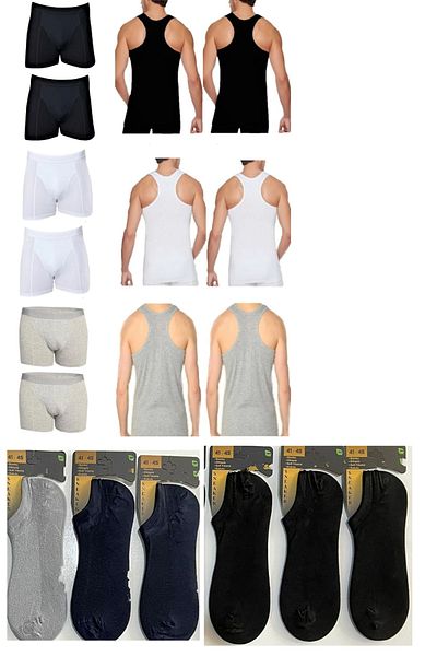 Seher Yıldızı Men's White 6-Pack Cotton Rib Rambo Undershirt-Boxer-Socks