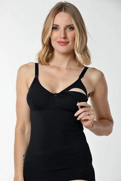 BLACKMORE Kadın Rosenna Siyah Dikişsiz Hamile Emzirme Atleti