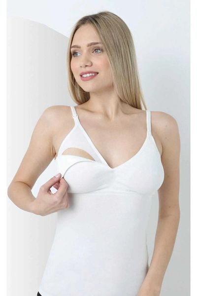 BLACKMORE Tricou pentru alăptare de maternitate, alb, Rosenna, fără sudură