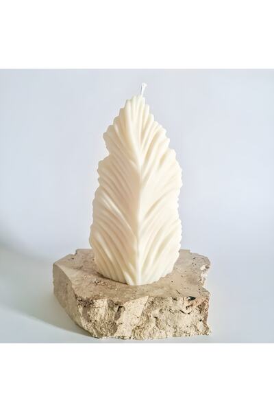 homeartplus Yaprak desen Dekoratif Mum beyaz renk