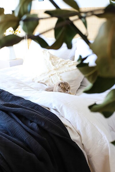 vivamaison Double 4 Layers Muslin Pique Bedspread Cotton Double Sided Black 220x240 cm