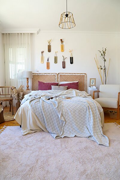 vivamaison Двоспальне муслінове покривало на ліжко, 3 шари, жакардове, двосто...