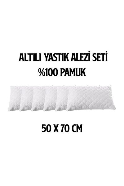 AYHOME 6 Pieces Liquid Proof Pillow Mat Pillow Protector Pillow Case Cotton White Color 50 X 70 Patterned