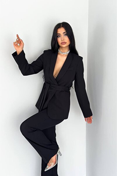 Bella Breeze Női felköthető műzseb, öves kendős gallér blézer dzseki Pipe láb rugalmas nadrágkosztüm