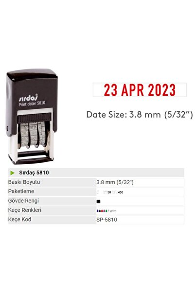 Sırdaş TARİH KAŞE 5810 SİYAH KEÇELİ ( AY KISMI RAKAMLI ) 1 Adet