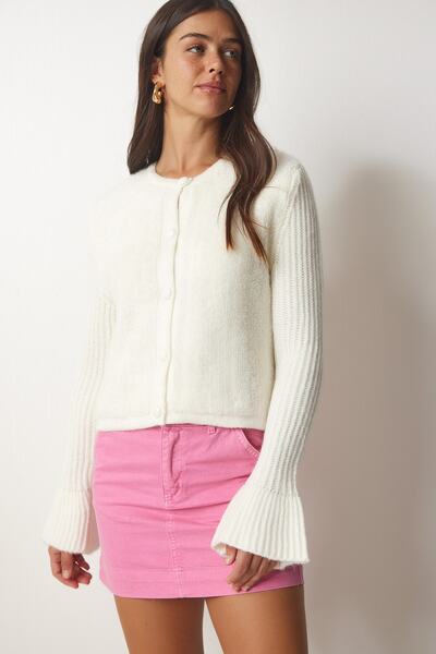 Happiness İstanbul Dámský pletený cardigan s kostmi YY00152