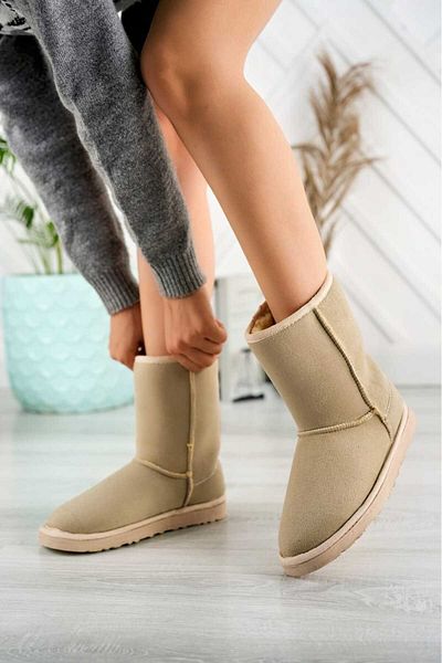 tusemmoda Tsm Γυναικείες Νέας Εποχής Γούνινες Χειμερινές Μπότες με χαμηλή σόλα μεσαίου μεγέθους