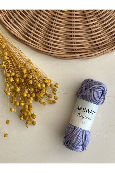 Filyarn Baby Cotton 100% Cotton Punch, Knitting, Amigurumi 25 Gr Cotton Yarn - Lilac