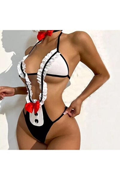 TİESSİ Set de lenjerie de damă fantezie cu detaliu Tuxedo - Model nou