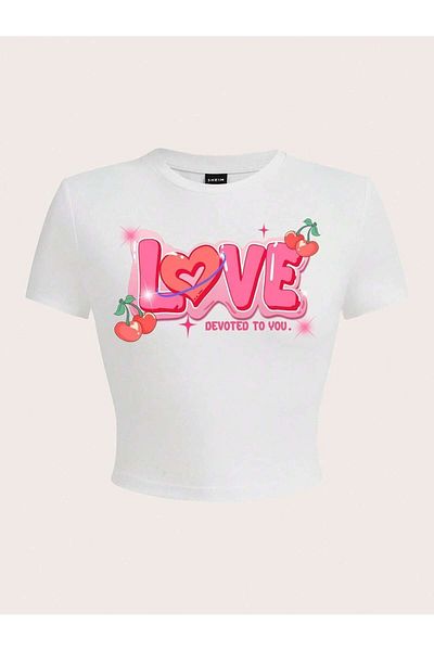 Jose Clothing ΓΥΝΑΙΚΕΙΟ ΚΟΝΤΟΜΑΝΙΚΙ ΛΕΥΚΟ ΤΥΠΩΜΕΝΟ CROP TOP BLUZ