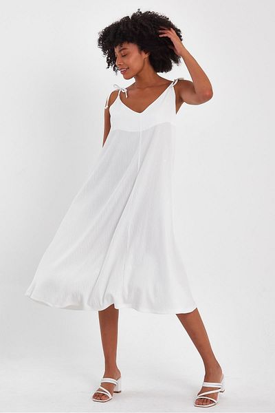 ALEXANDERGARDI TIE-DETAIL STRAP MIDI DRESS (B23-00133)