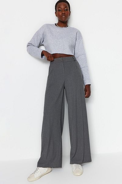 Trendyol Collection Extra széles szárú antracit Palazzo nadrág - TWOSS23PL00062