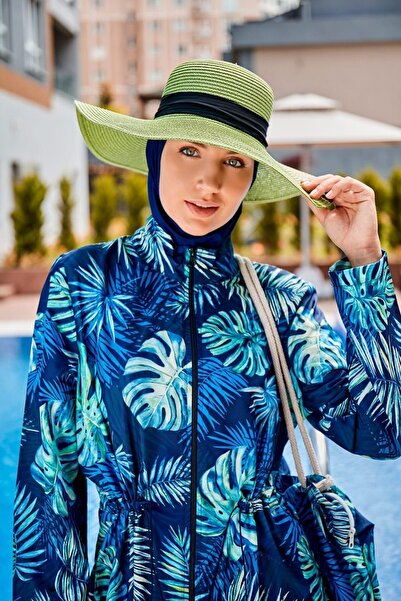 Marina Green Wide Straw Hat with Bow 1423218