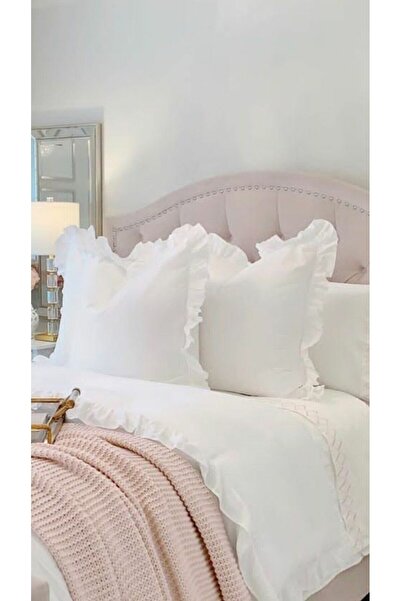 Amineli 2 كيس وسادة بيضاء كشكش قطن 100% قطن 50x70 كيس وسادة