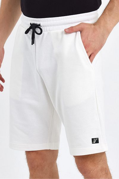 VERDONE Embossed Logo Printed Premium Fabric White Men's Shorts