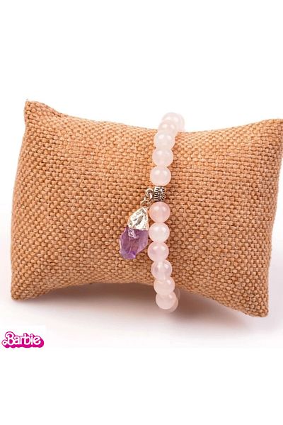 Barbie pink quartz amethyst stone bracelet