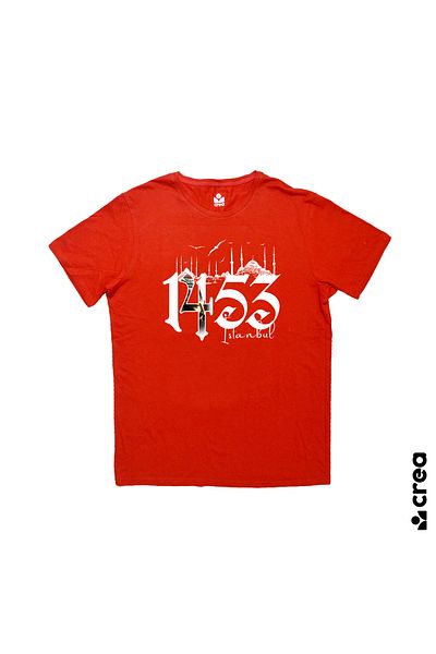 Crea Eymer Wear 1453 Fatih Sultan Mehmet Istanbul Printed Crew Neck 100% Cotton T-Shirt Red