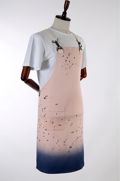 MyChef Chef Kitchen Apron Pink Drop Patterned Chef Aprons with Pockets and Adjustable Straps