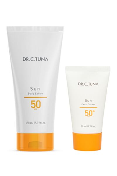 Farmasi كريم الوجه من سلسلة Dr.c.tuna Sun 50 SPF 50 مل - لوشن الجسم من سلسلة Dr.c.tuna Sun 50 SPF 150 مل
