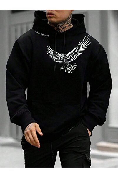 Adrift Hanorac cu glugă supradimensionat, unisex, pentru femei/bărbați, negru