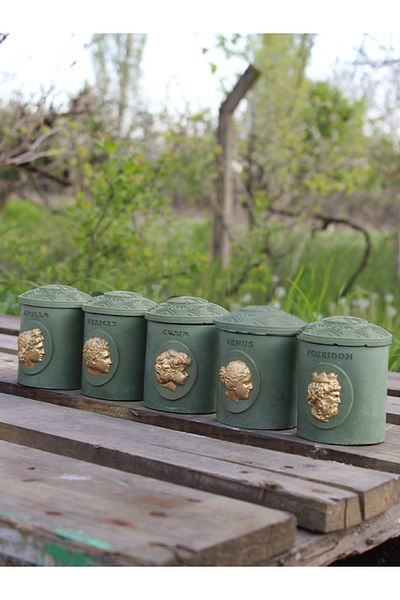 The Craft Thor Pack of 5 / Multiple Handmade Concrete Decorative Box / Organizer with Metallic Sculpture Detail