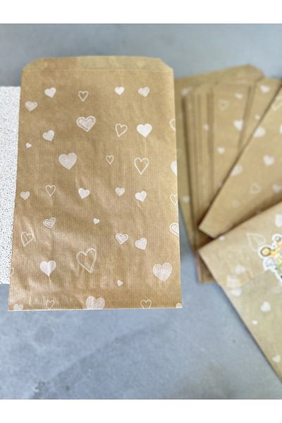 Meyofficial Heart patterned kraft paper bag 20pcs