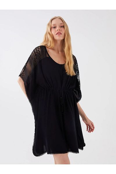 LC Waikiki Γυναικείο φόρεμα παραλίας με κοντό μανίκι LCW DREAM με λαιμόκοψη V