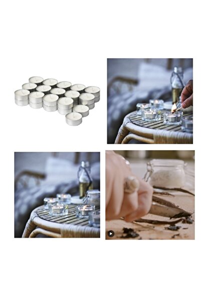 IKEA Jamlık Açık Bej 3.5 Saat Vanilya Kokulu Mum 30 Adet