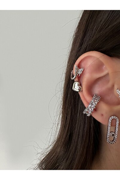 Okko Store Cerrahi Çelik Kalp Üç Boyutlu Halka Tragus Piercing