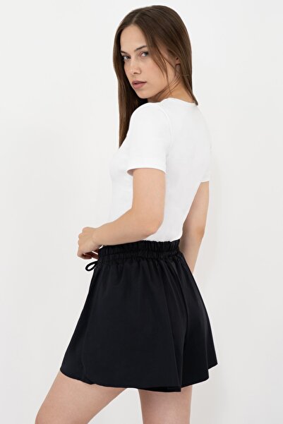 Soyo Women's White Cotton V-Neck Short Sleeve Blouse