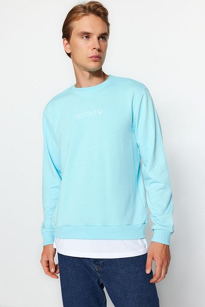 Trendyol Collection Mikina Mint Crew Neck Neck - Regular Cut TMNAW22SW0632