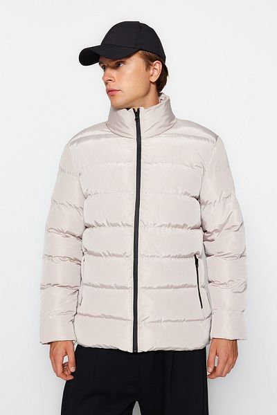 Trendyol Collection Wind- und wasserabweisender, aufblasbarer Wintermantel – Steinfarbe, normale Passform TMNAW23MO00096