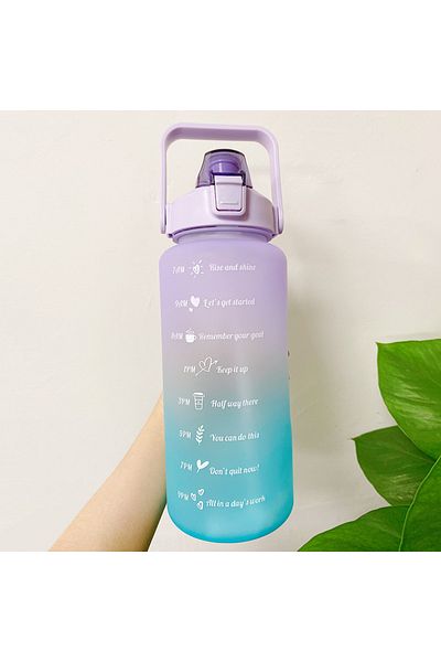 Comprox زجاجة مياه تحفيزية مع ملصق من القش وزجاجة مياه 2000 مل (2 لتر) خالية من مادة BPA